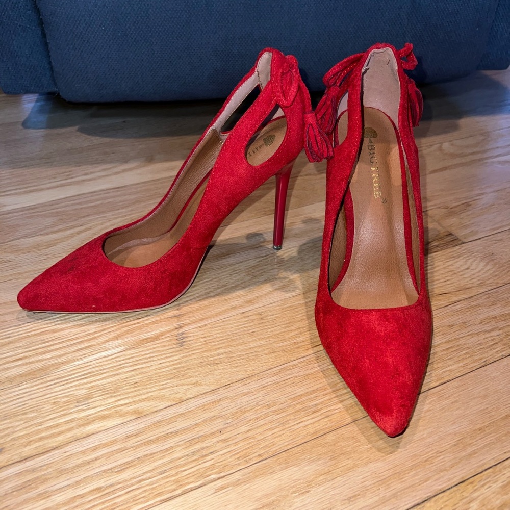Elegant Red Suede Heels